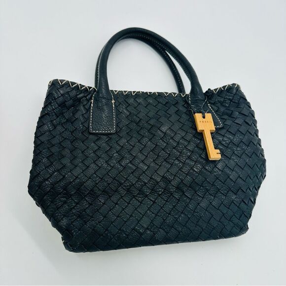 Fossil Black Leather Small Tote Bag with Structured Design - Picture 4 of 10